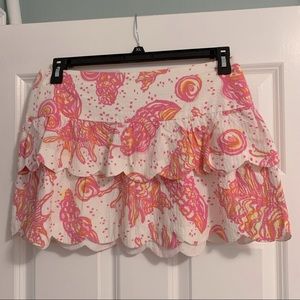Lilly Pulitzer Conched Out Cuddy Skirt scalloped hem layered tiered skirt EUC 4